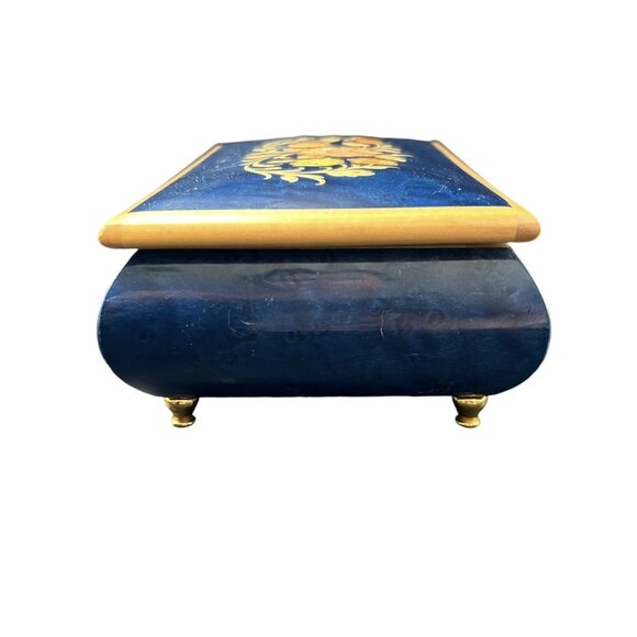 The San Francisco Music Box Company Made Italy Jewelry Box Cobalt Blue Floral - Picture 4 of 11